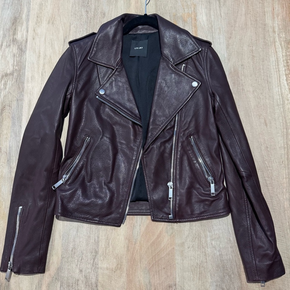 LTH JKT | Kas leather biker jacket in Burgundy